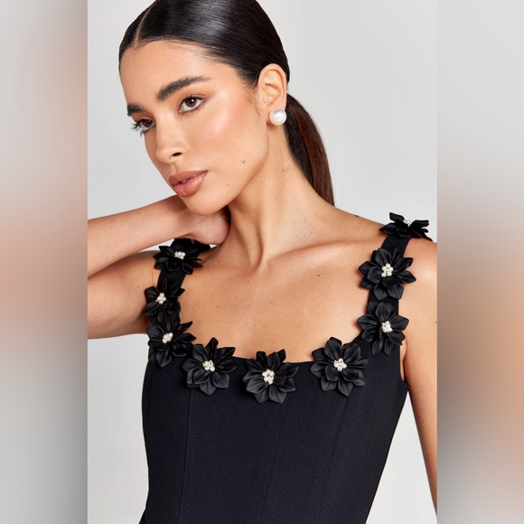 NWT Nadine Merabi black monochrome Cindy mini dress - Picture 3 of 9